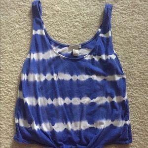 Forever 21 Blue and White Tank w/ Tie End